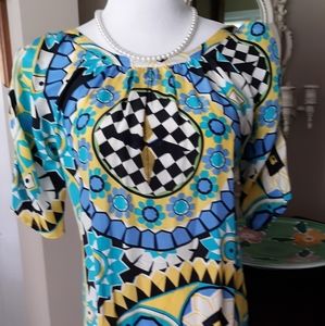 Geometric Print Silk Top S
